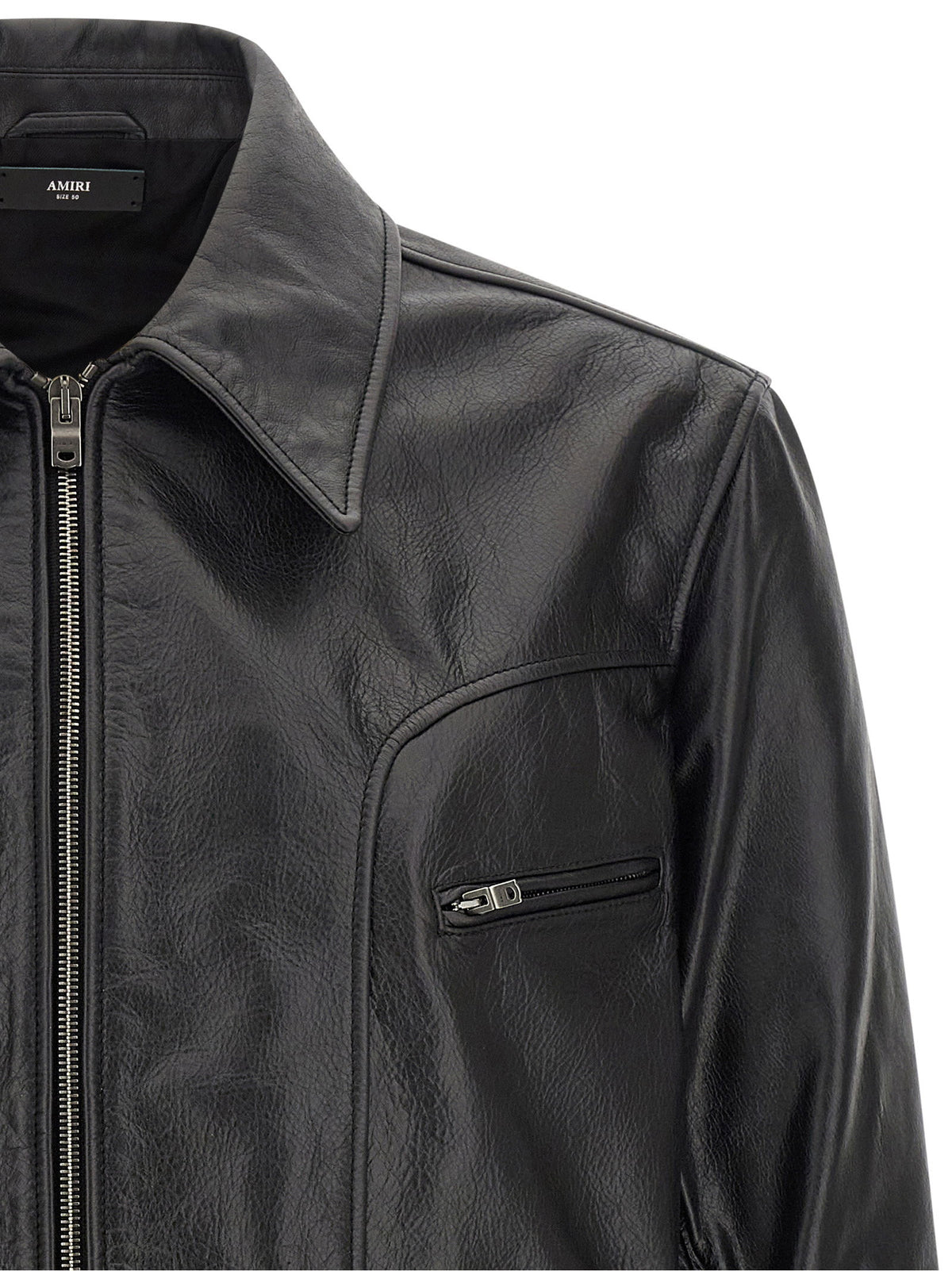 Amiri Leather Jacket With Zip