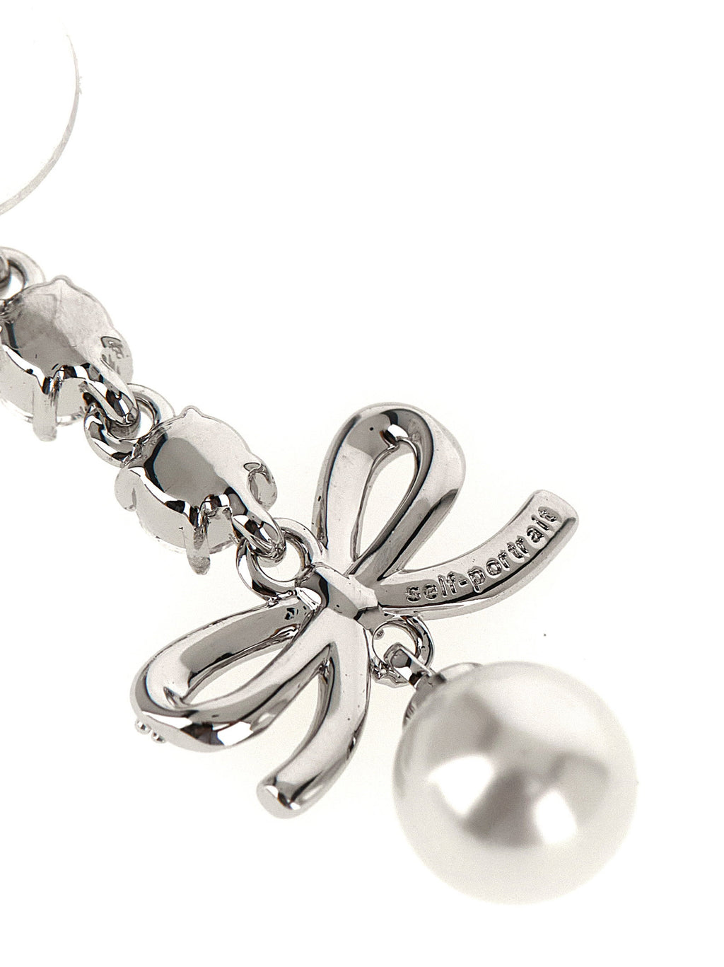 Self-Portrait Bow Crystal Charm Earrings
