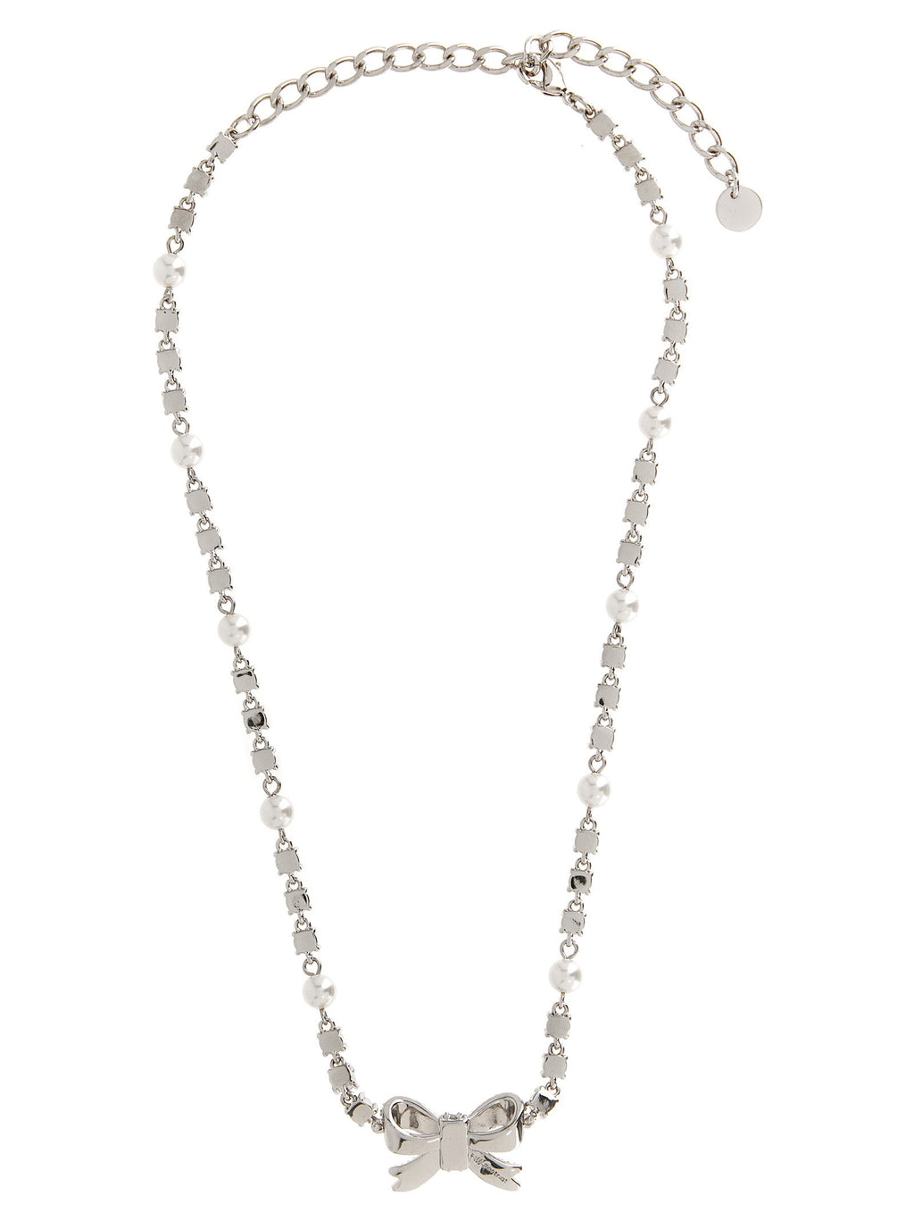 Self-Portrait Crystal Pearl Bow Necklace