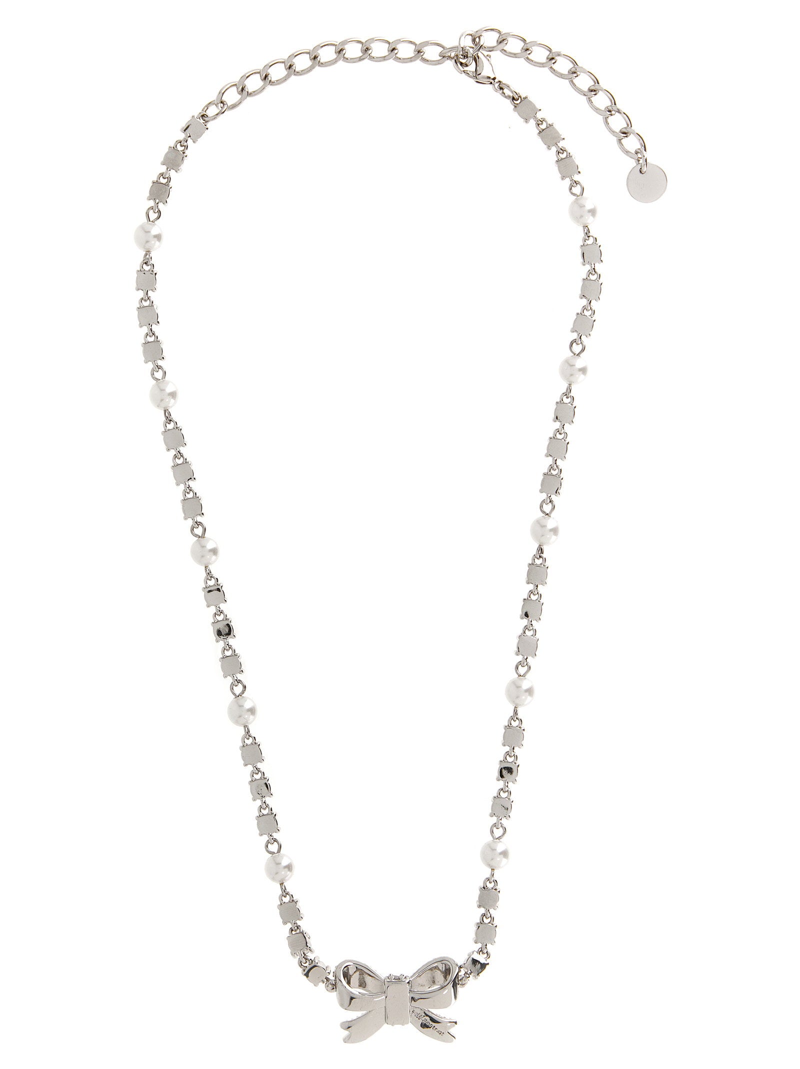 Self-Portrait Crystal Pearl Bow Necklace
