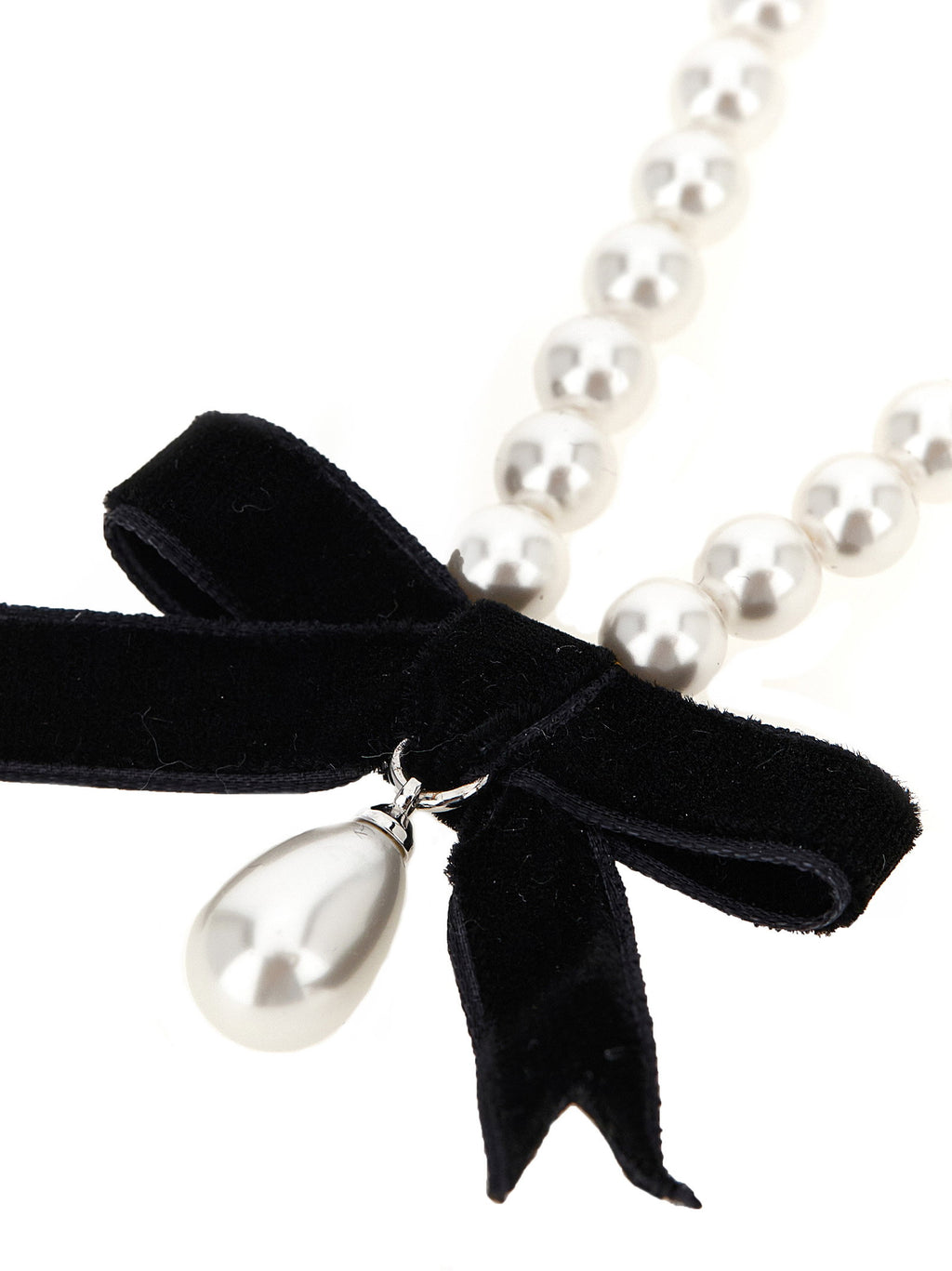 Self-Portrait Black Bow Pearl Necklace