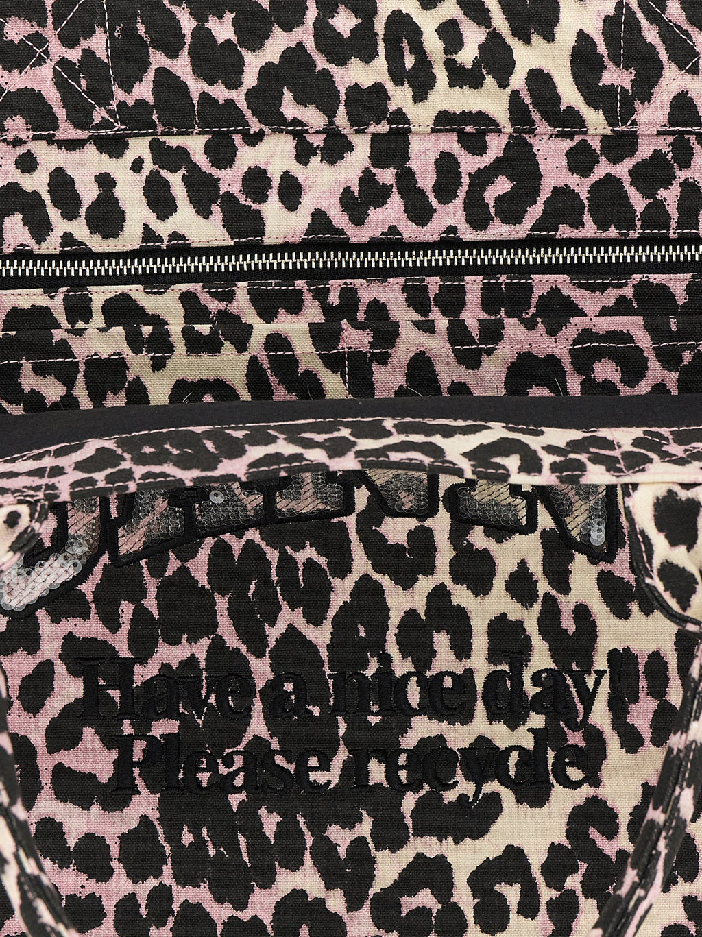 Ganni Leopard Sequin Xxl Tote Shopping Bag