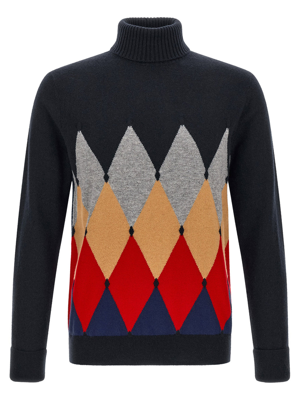Ballantyne Classic Diamond Intarsia Turtleneck Sweater