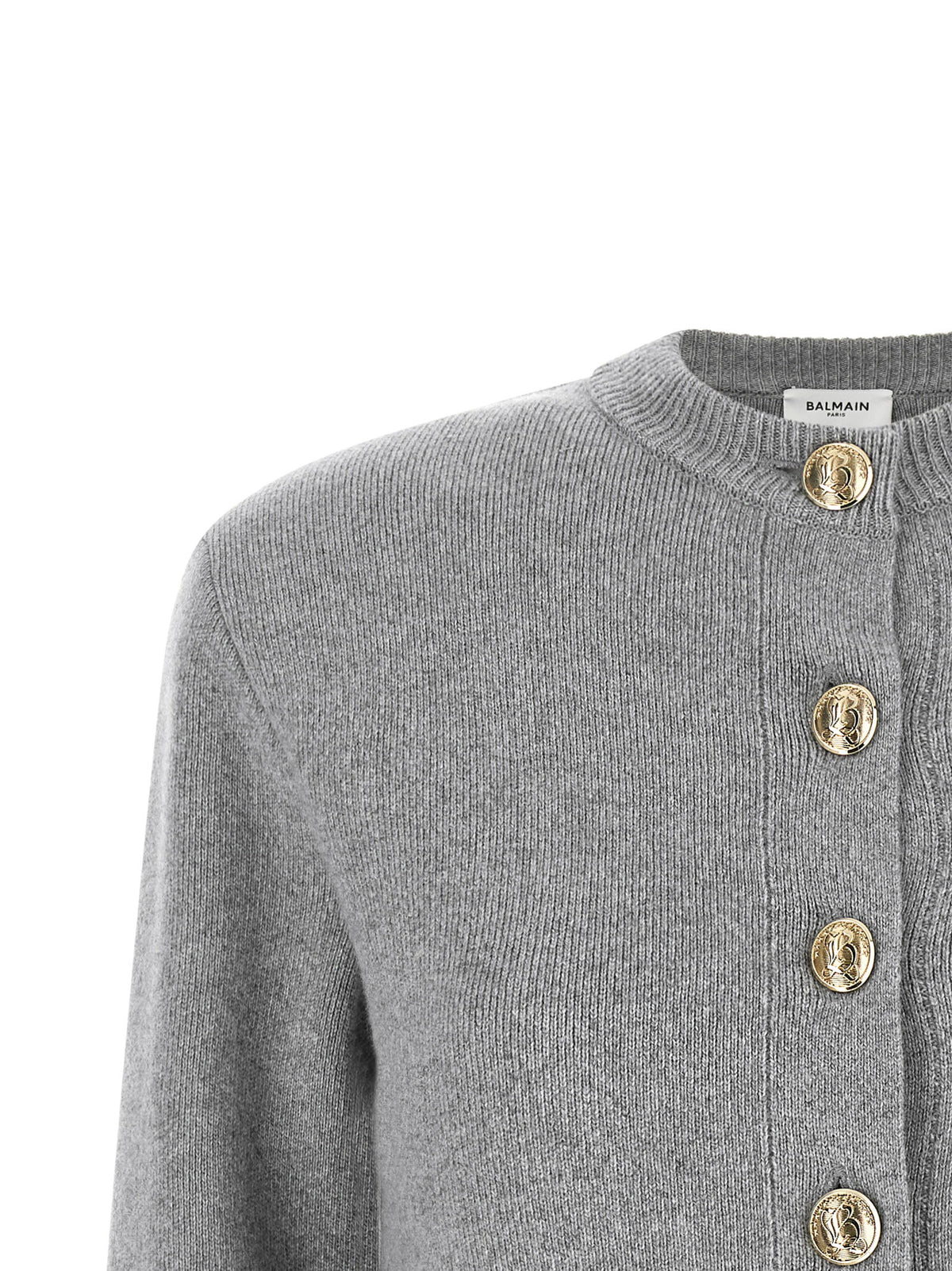 Balmain Sculpture Button Crew Neck Cardigan