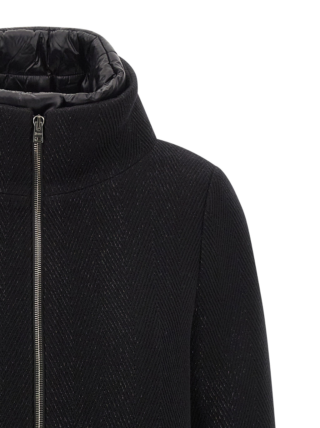 Herno Lamé Thread And Wool Coat