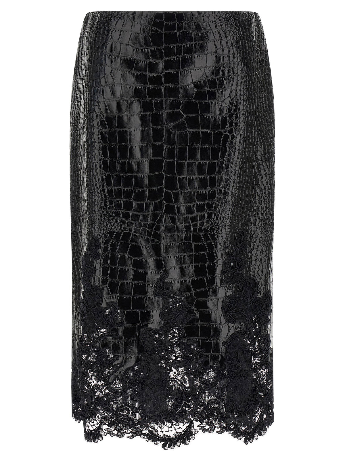 Ermanno Scervino Coconut Print Sheath Skirt With Lace
