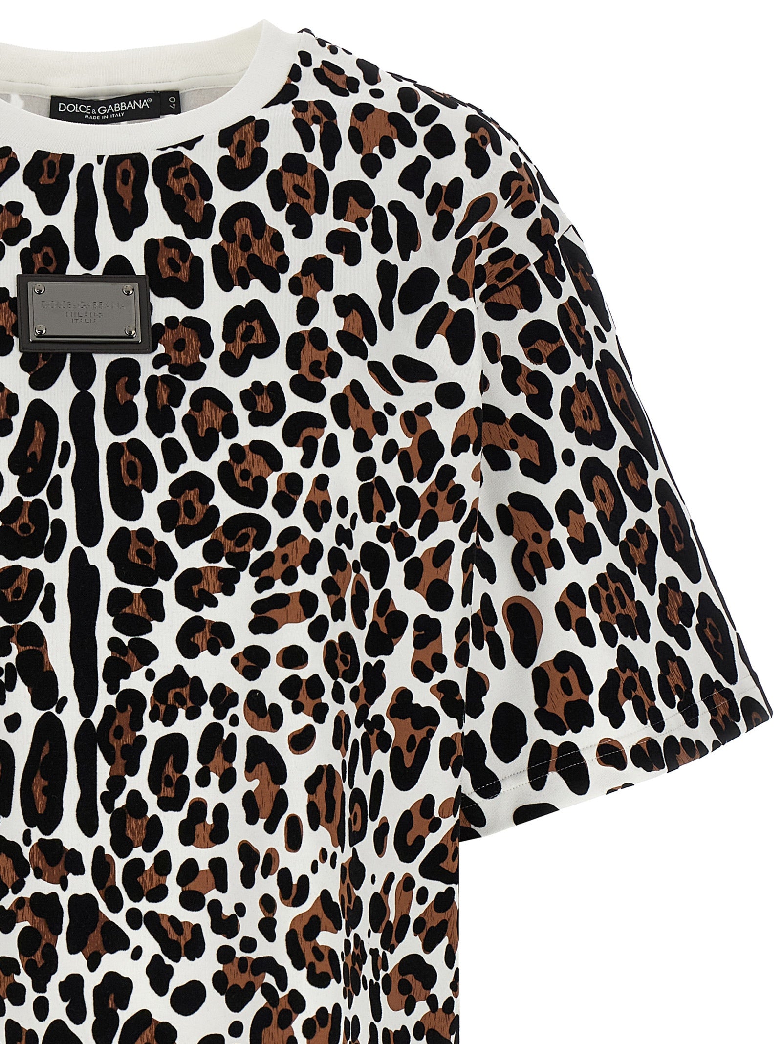 Dolce & Gabbana Animal Print Logo Plaque T-shirt