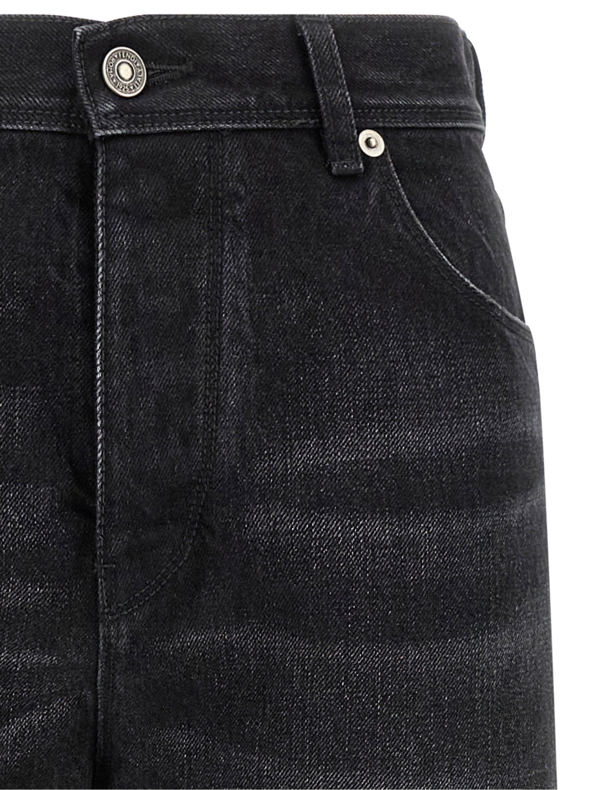 Fendi Yellow Stitching Jeans With Visible Thread