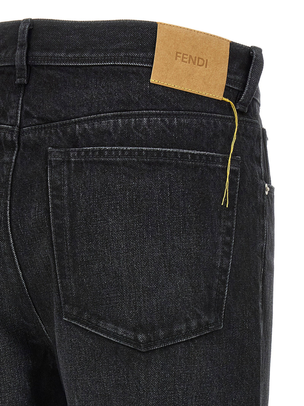 Fendi Yellow Stitching Jeans With Visible Thread