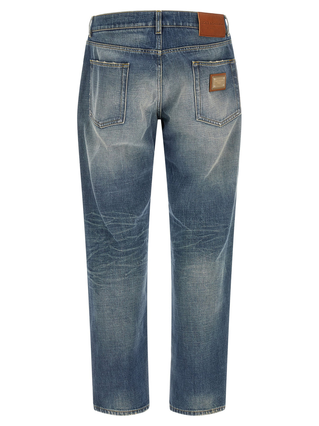 Dolce & Gabbana Destroyed Logo Plaque Jeans