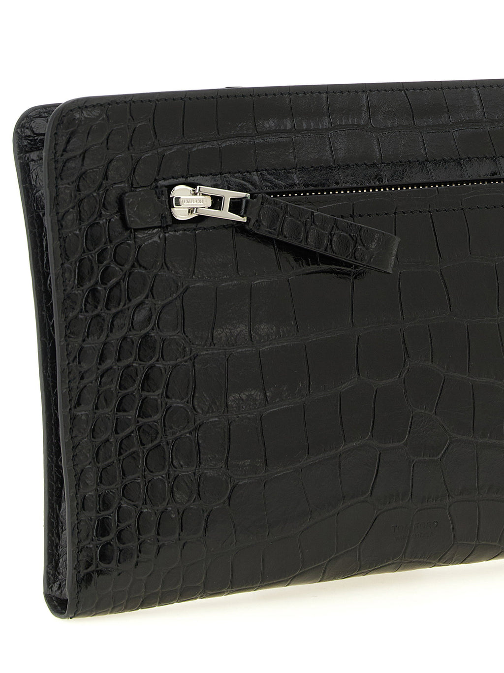 Tom Ford Croc Print Leather Clutch Bag