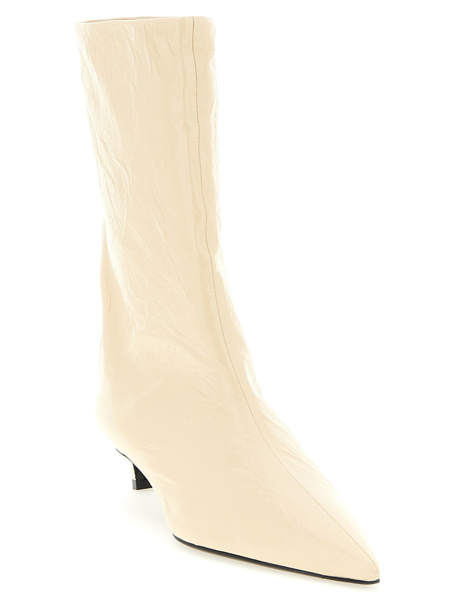 Jil Sander Craquelé Leather Ankle Boots