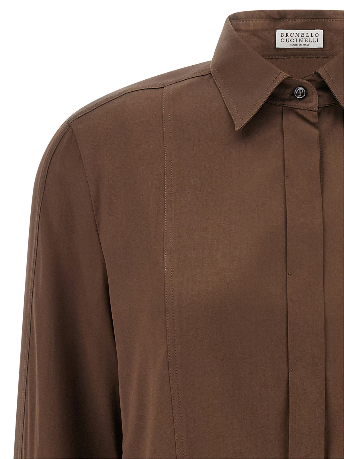 Brunello Cucinelli Stretch Silk Satin Shirt