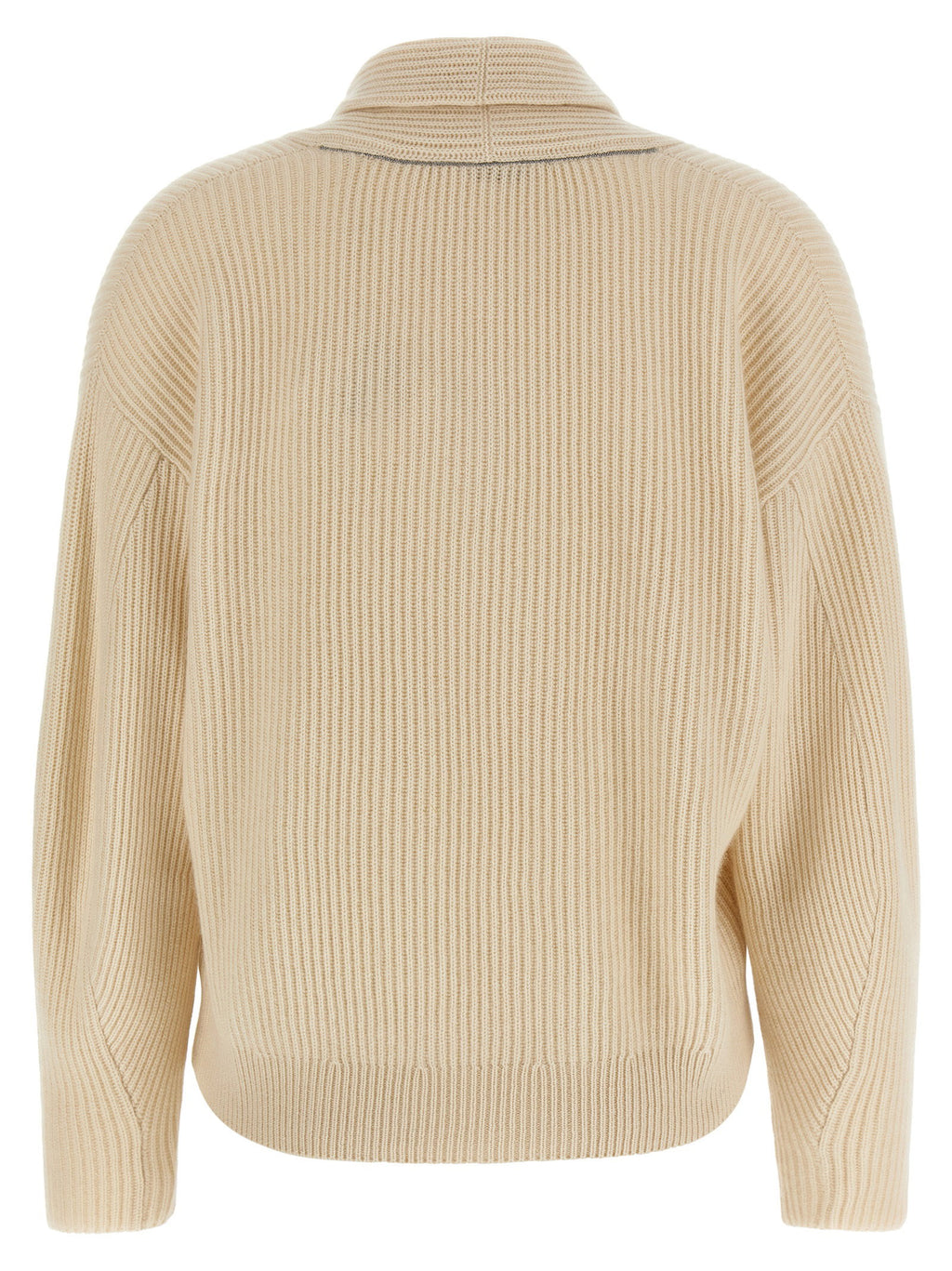Brunello Cucinelli Shawl Neck Ribbed Sweater