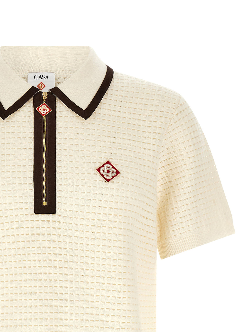Casablanca Waffle Stitch Knit Polo Shirt