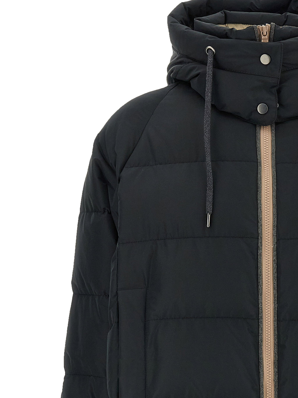 Brunello Cucinelli Down Jacket With Knit And Jewel Details