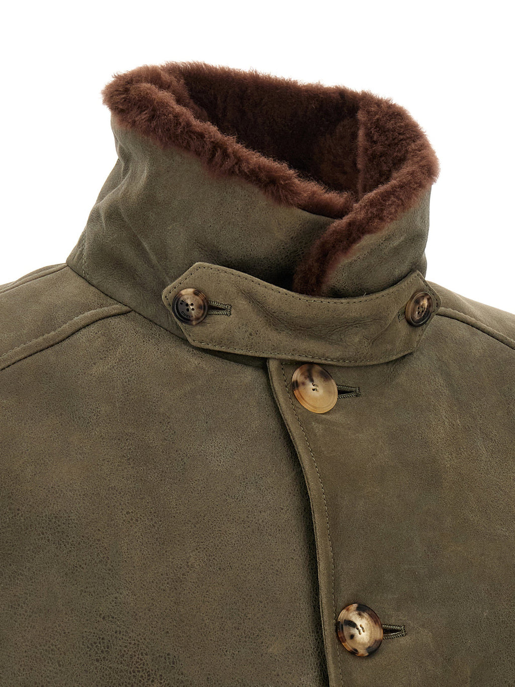Brunello Cucinelli Waxed Shearling Bomber Jacket