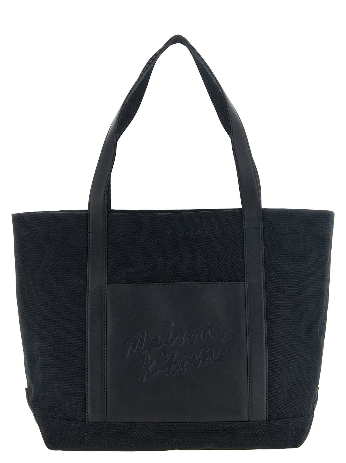 Maison Kitsuné Canvas And Large Leather Shopping Bag