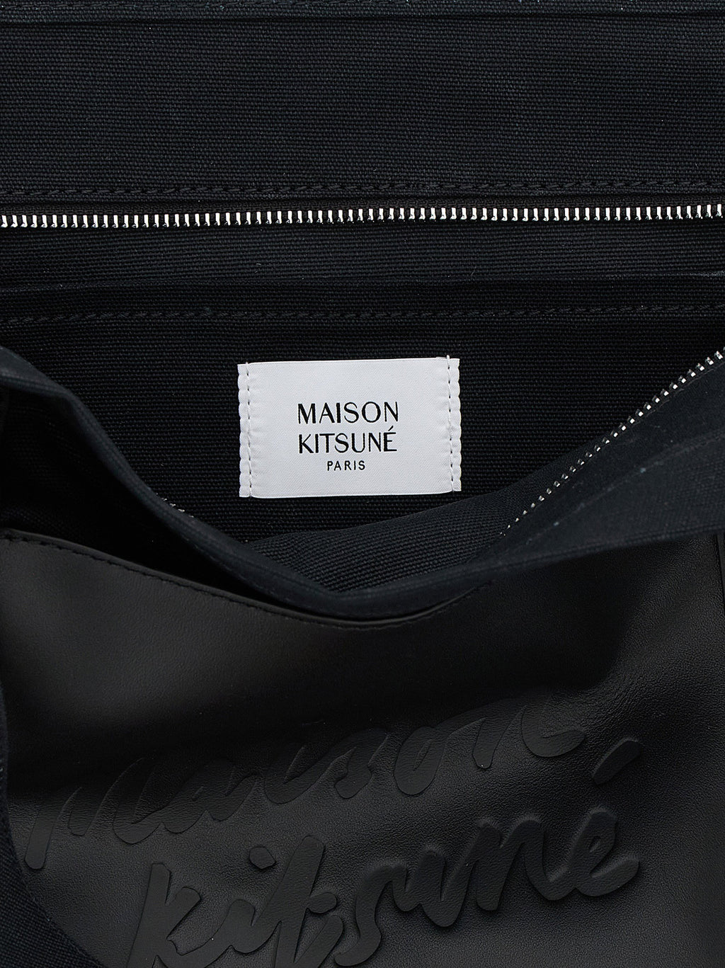 Maison Kitsuné Canvas And Large Leather Shopping Bag
