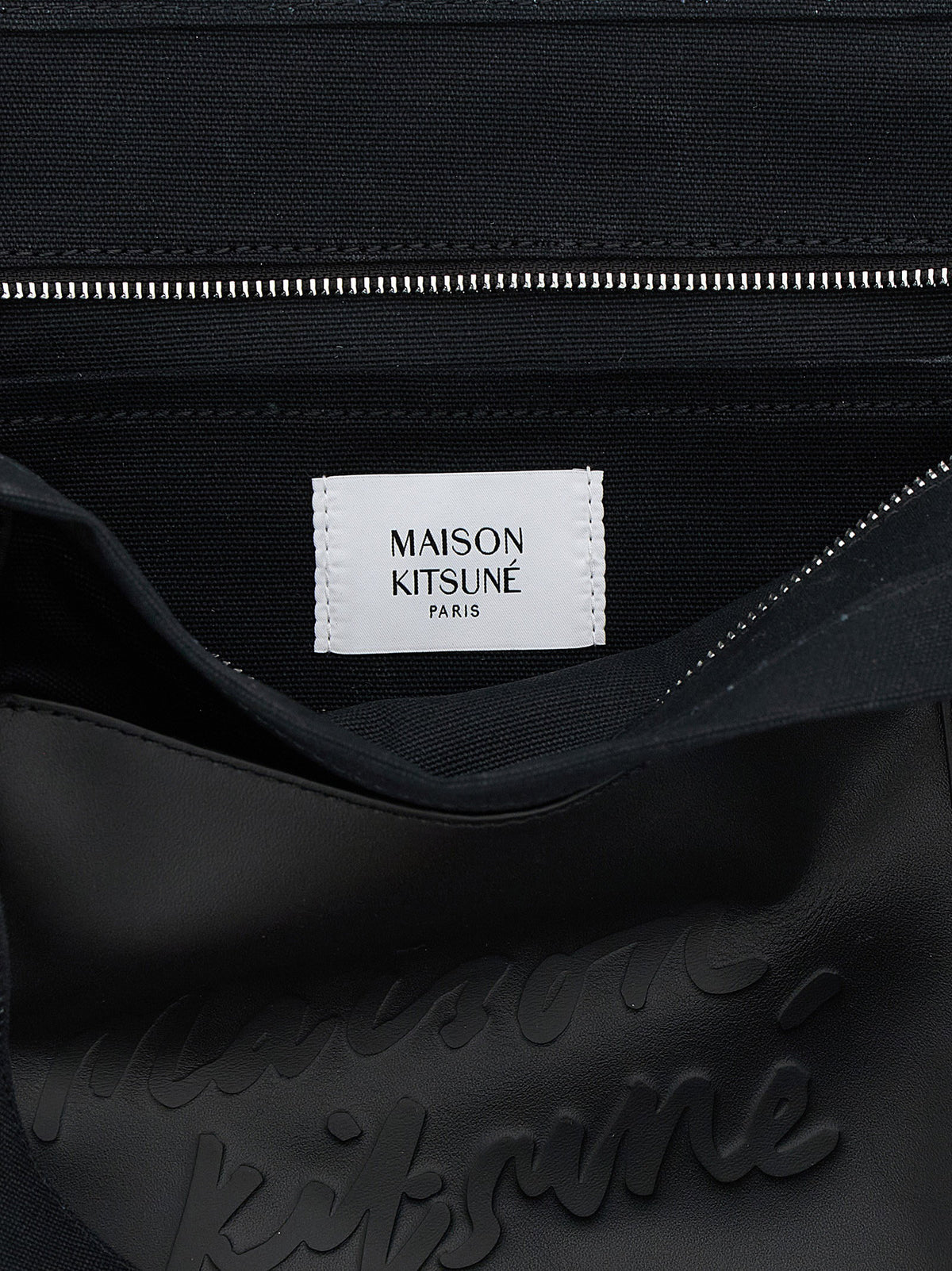 Maison Kitsuné Canvas And Large Leather Shopping Bag