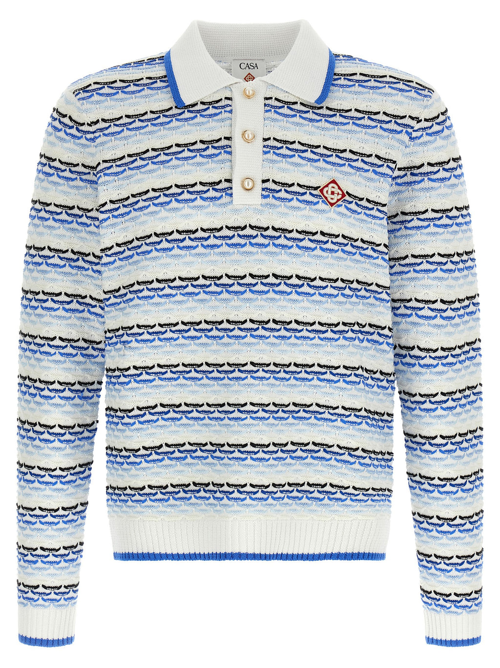 Casablanca Tuck Stitch Long Sleeve Polo Shirt