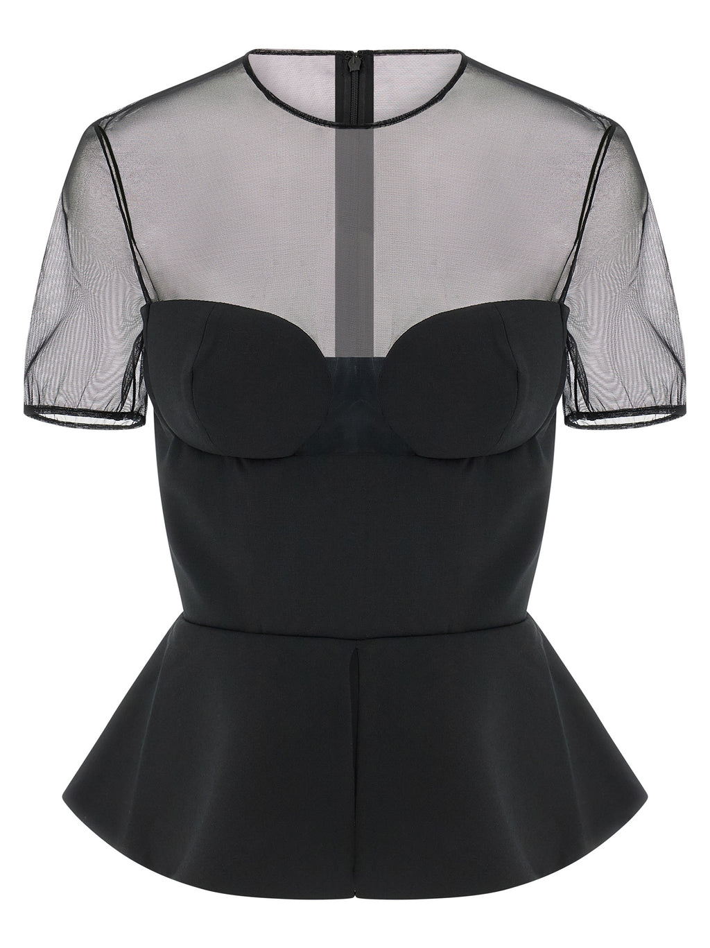 Nensi Dojaka Tailored Bustier With Sheer Neckline Top