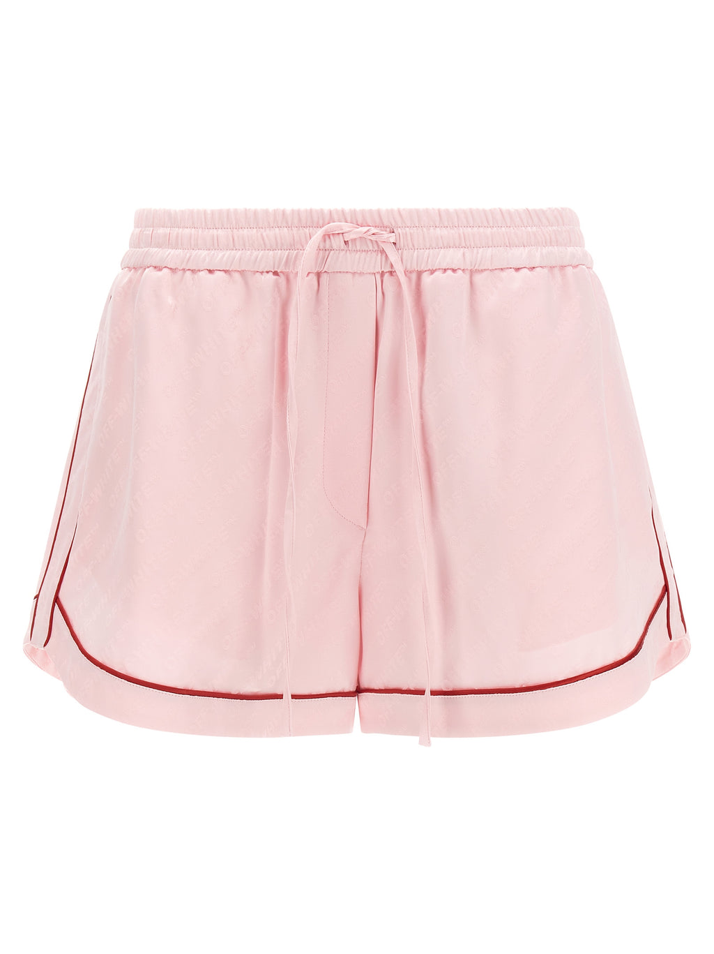 Off White Jacquard Satin Pajama Shorts