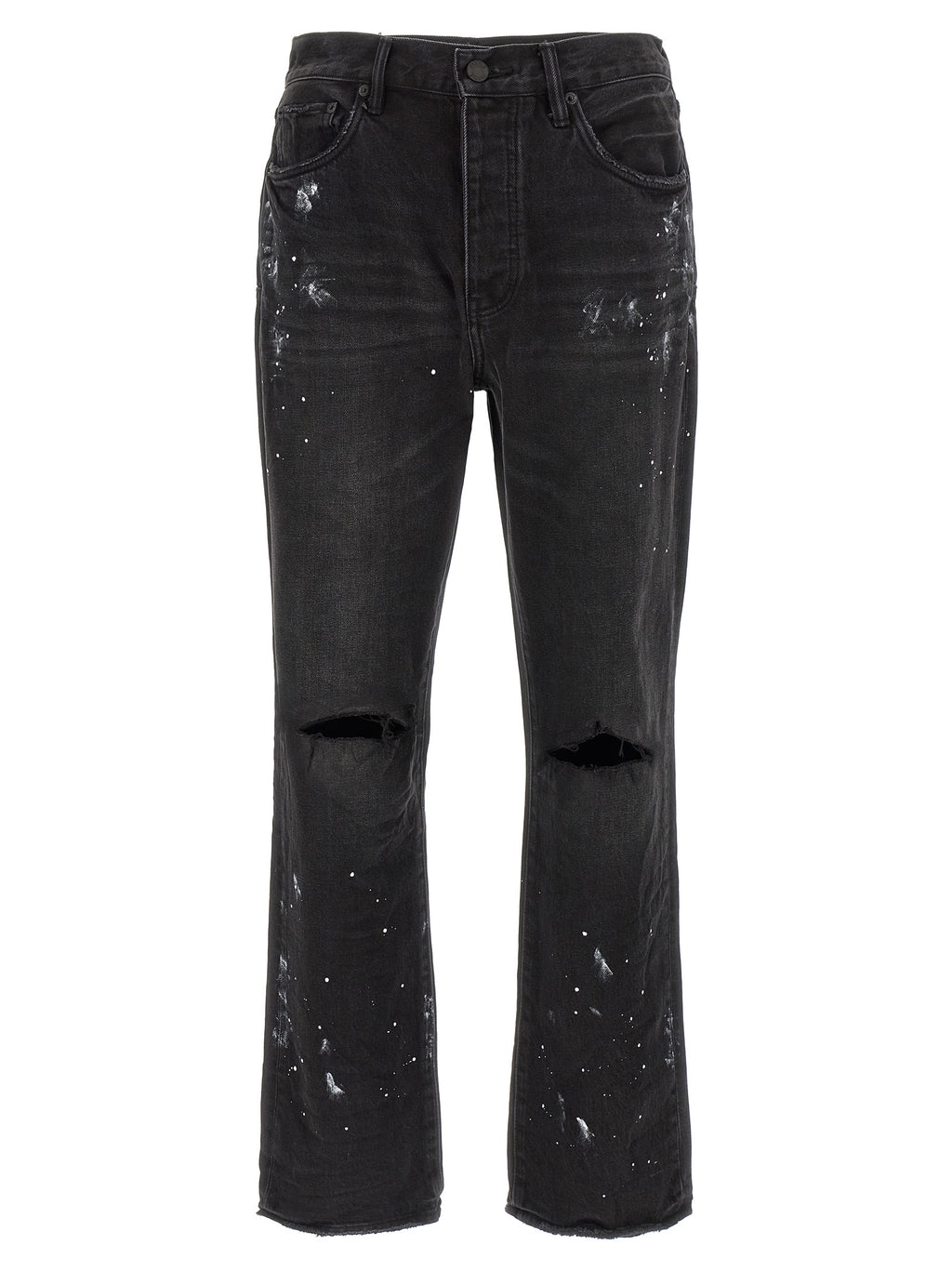 Purple P011 Knee Slit Paint Jeans