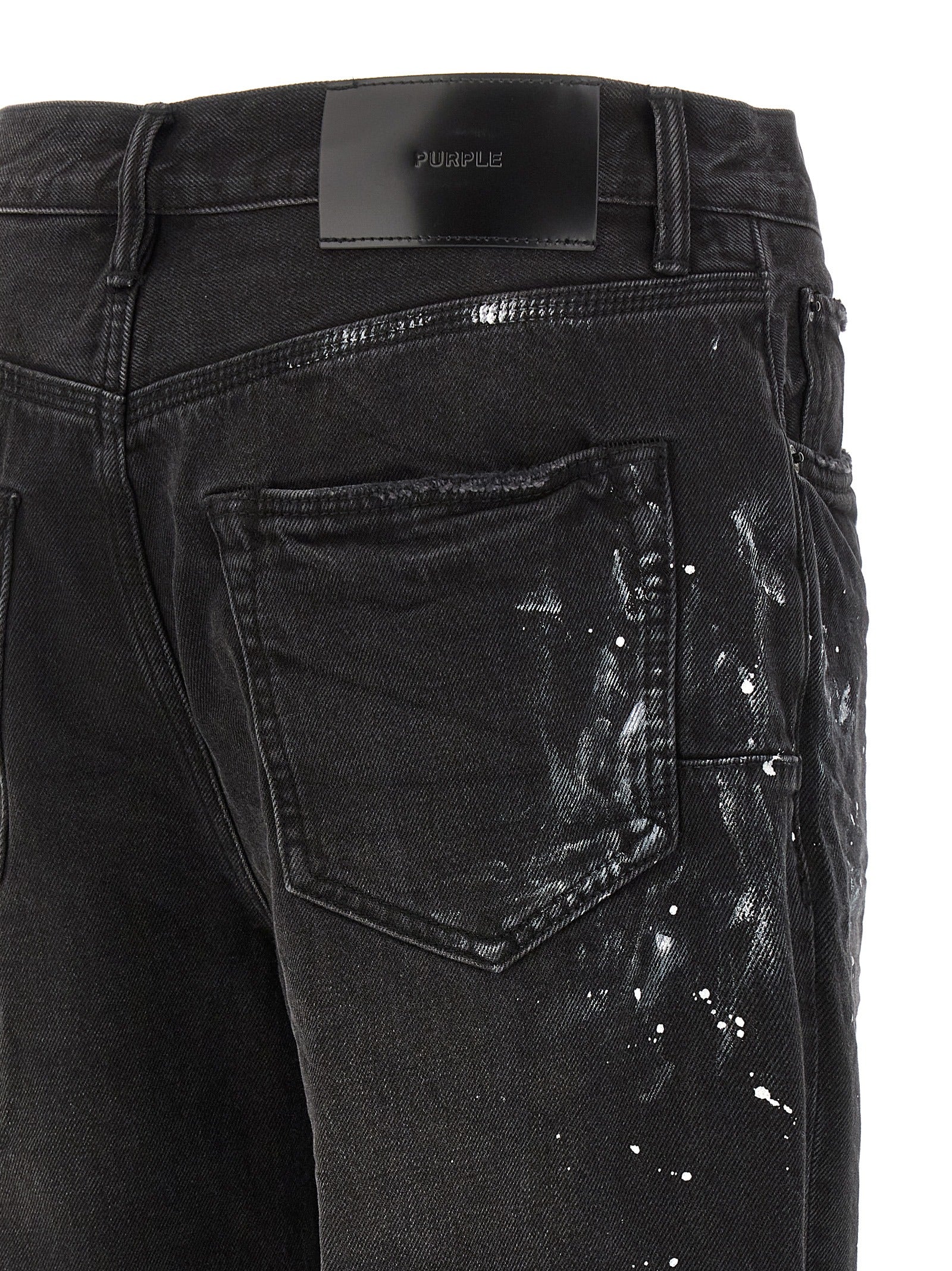 Purple P011 Knee Slit Paint Jeans