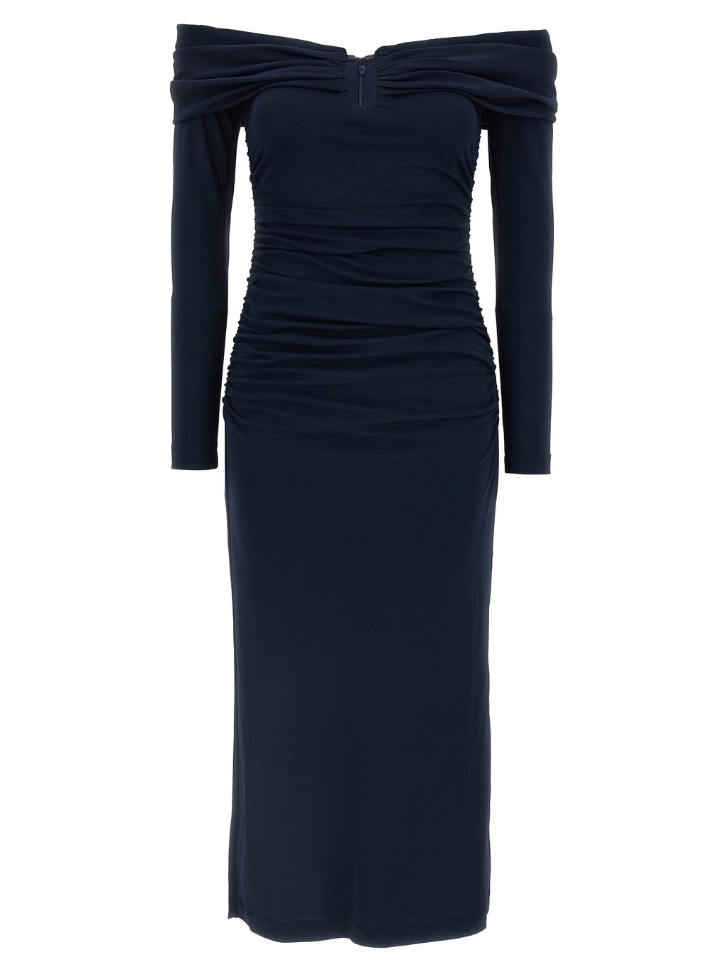 Carolina Herrera Off-shoulder 3/4 Slv Ruched Midi Dress