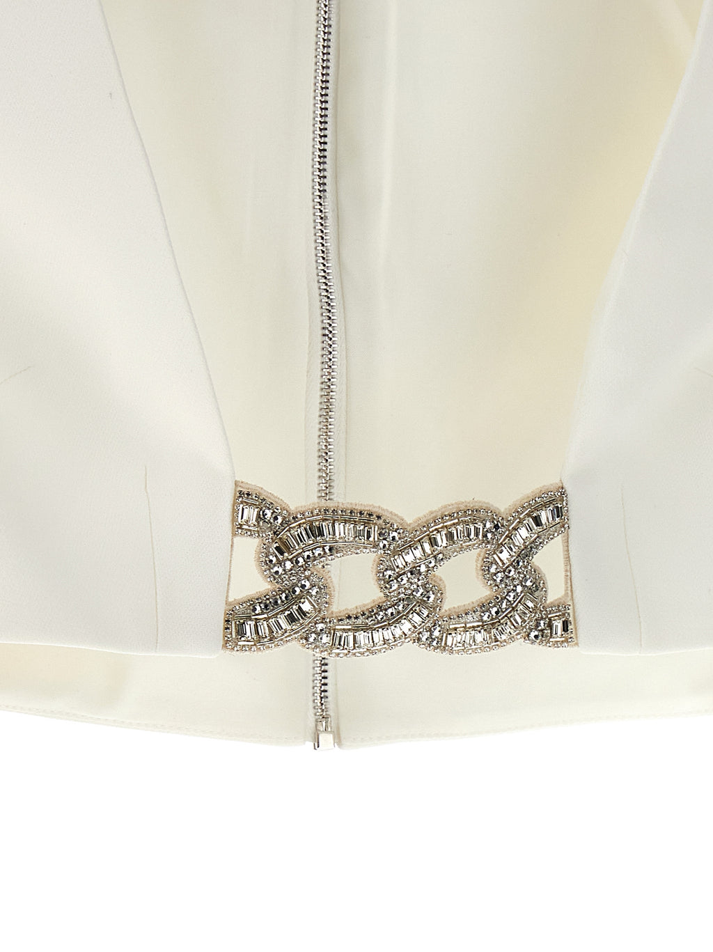 David Koma Top 3d Crystsal Chain And Square Neck