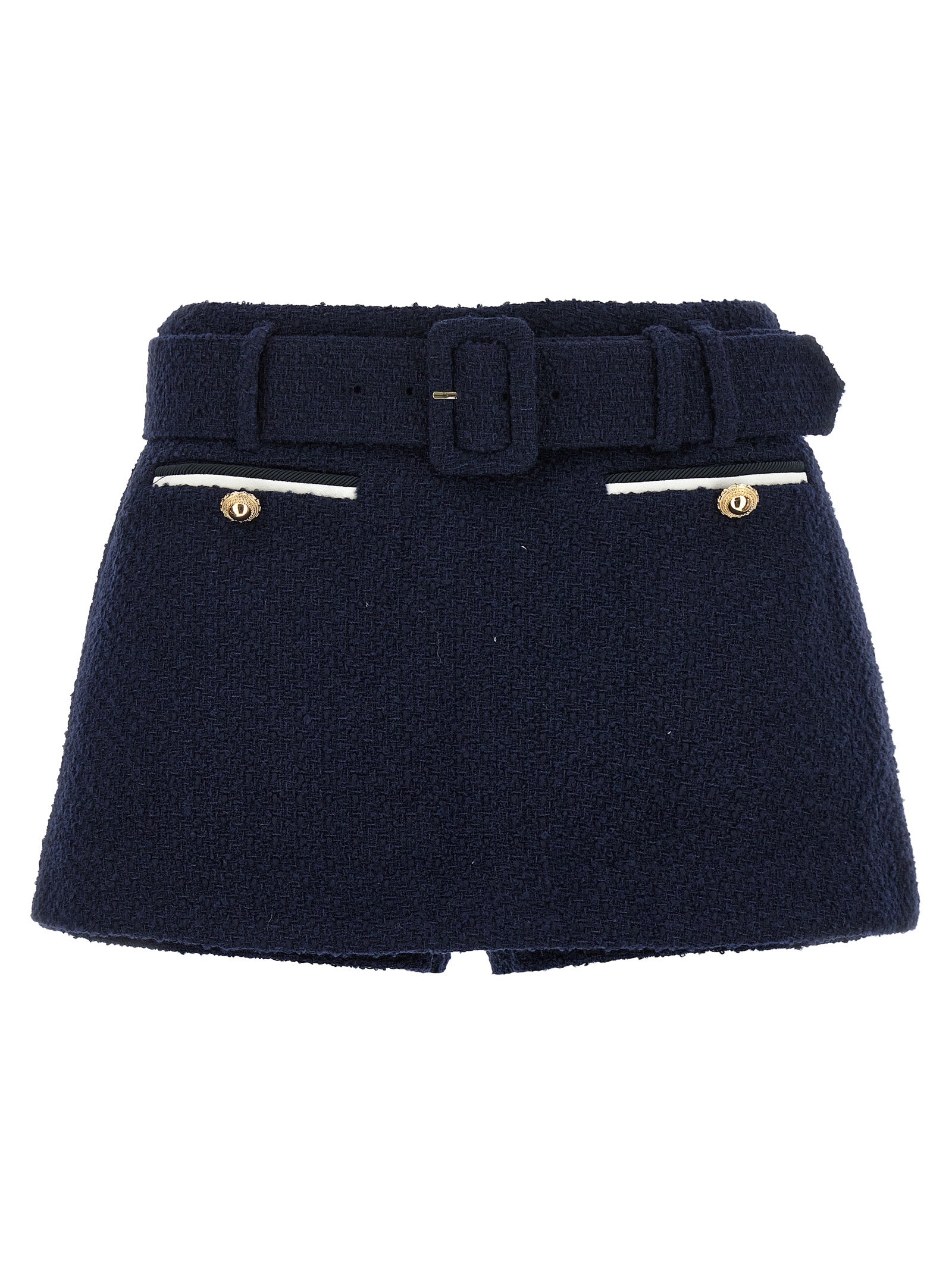 Self-Portrait Bouclé Wool Skort