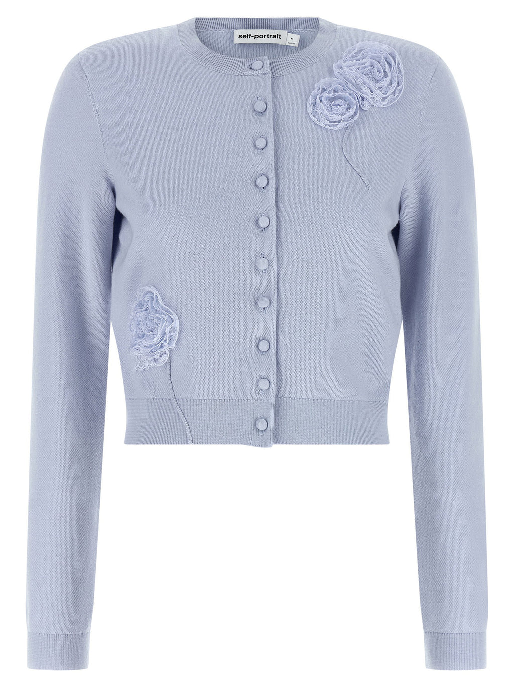 Self-Portrait Blue Flower Knit Cardigan