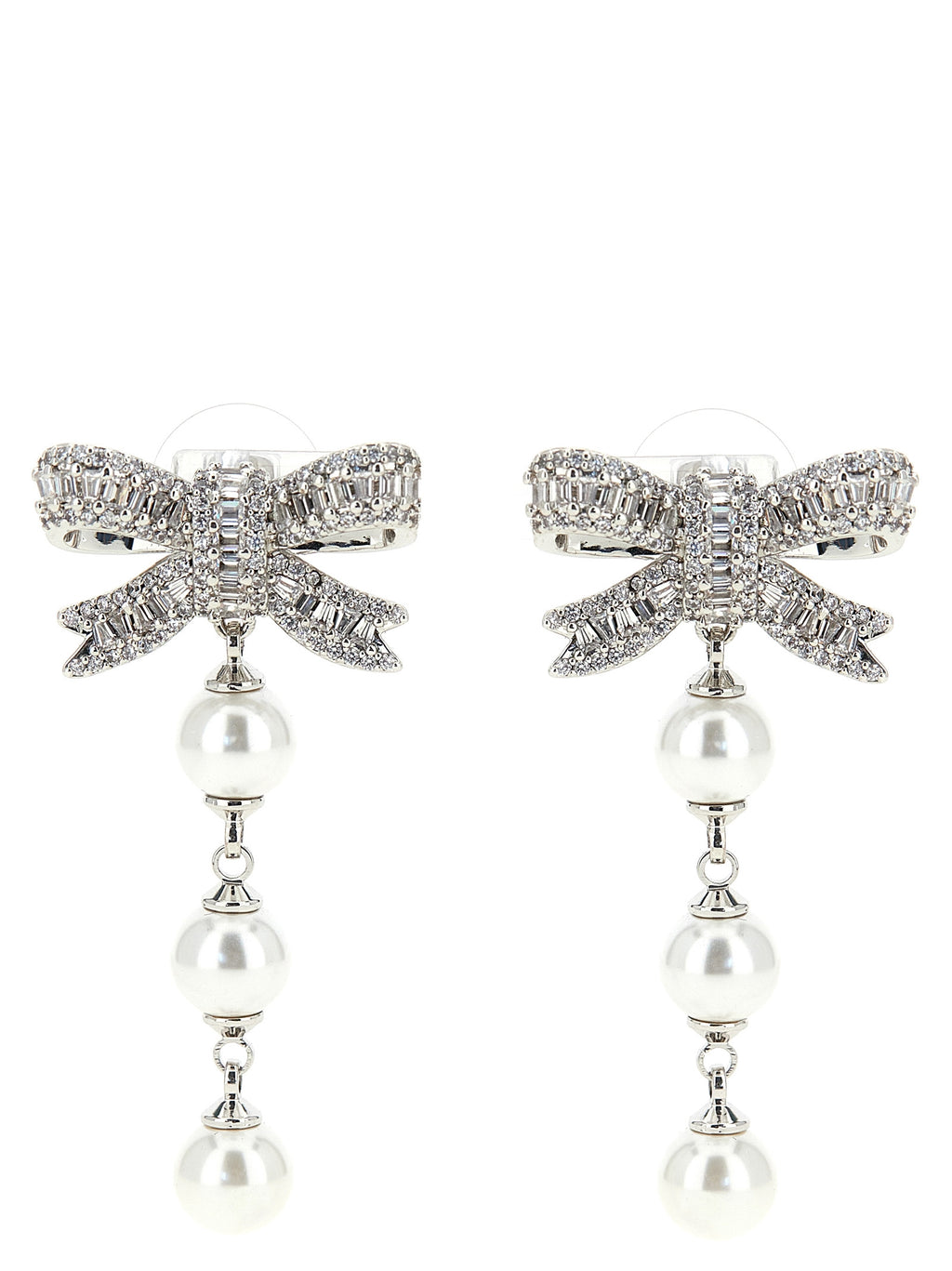 Self-Portrait Crystal Bow Pearl Droplet Earrings