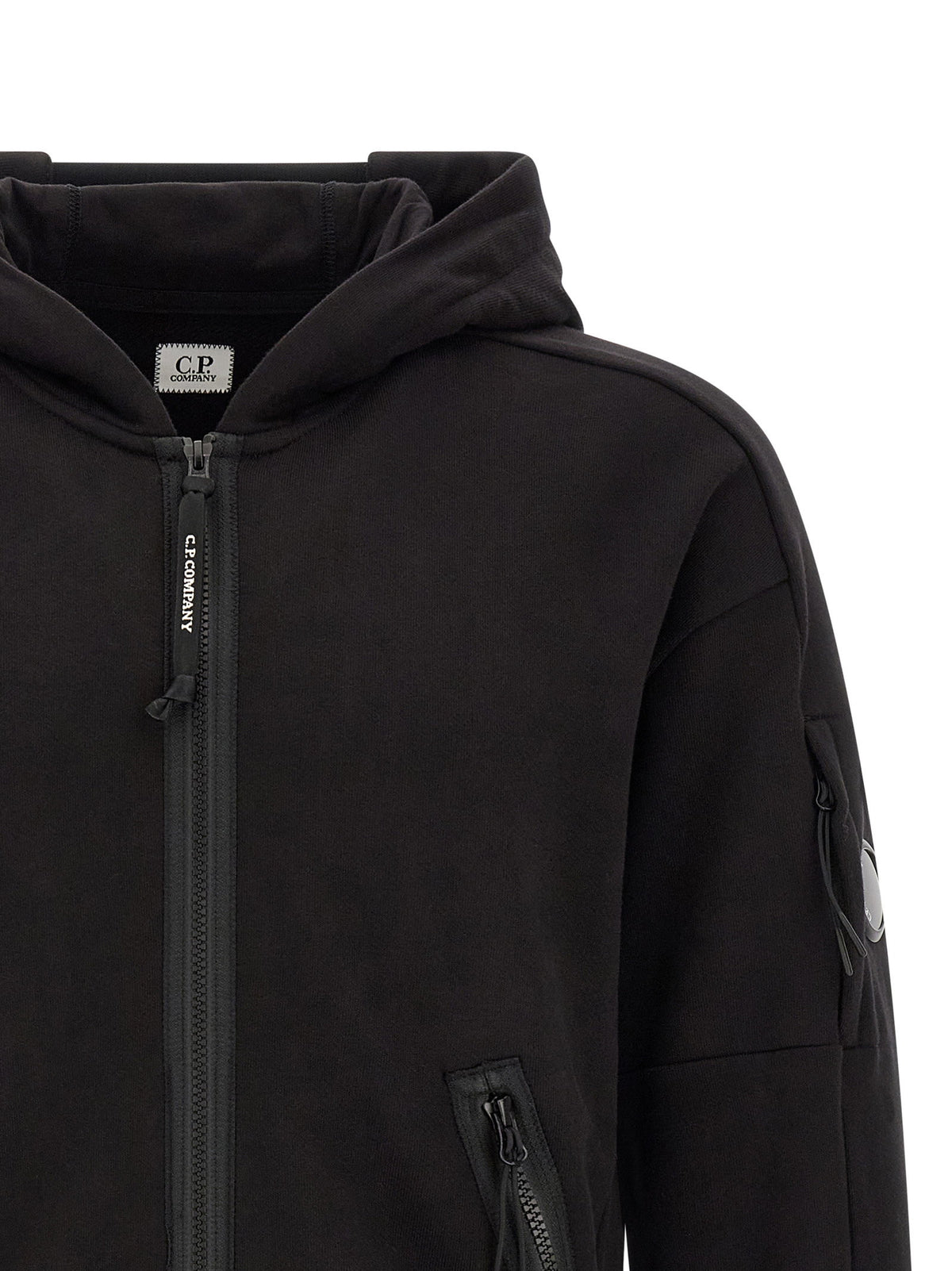 C.p. Company Diagonal Raised Fleece Sweatshirt With Lens Detail