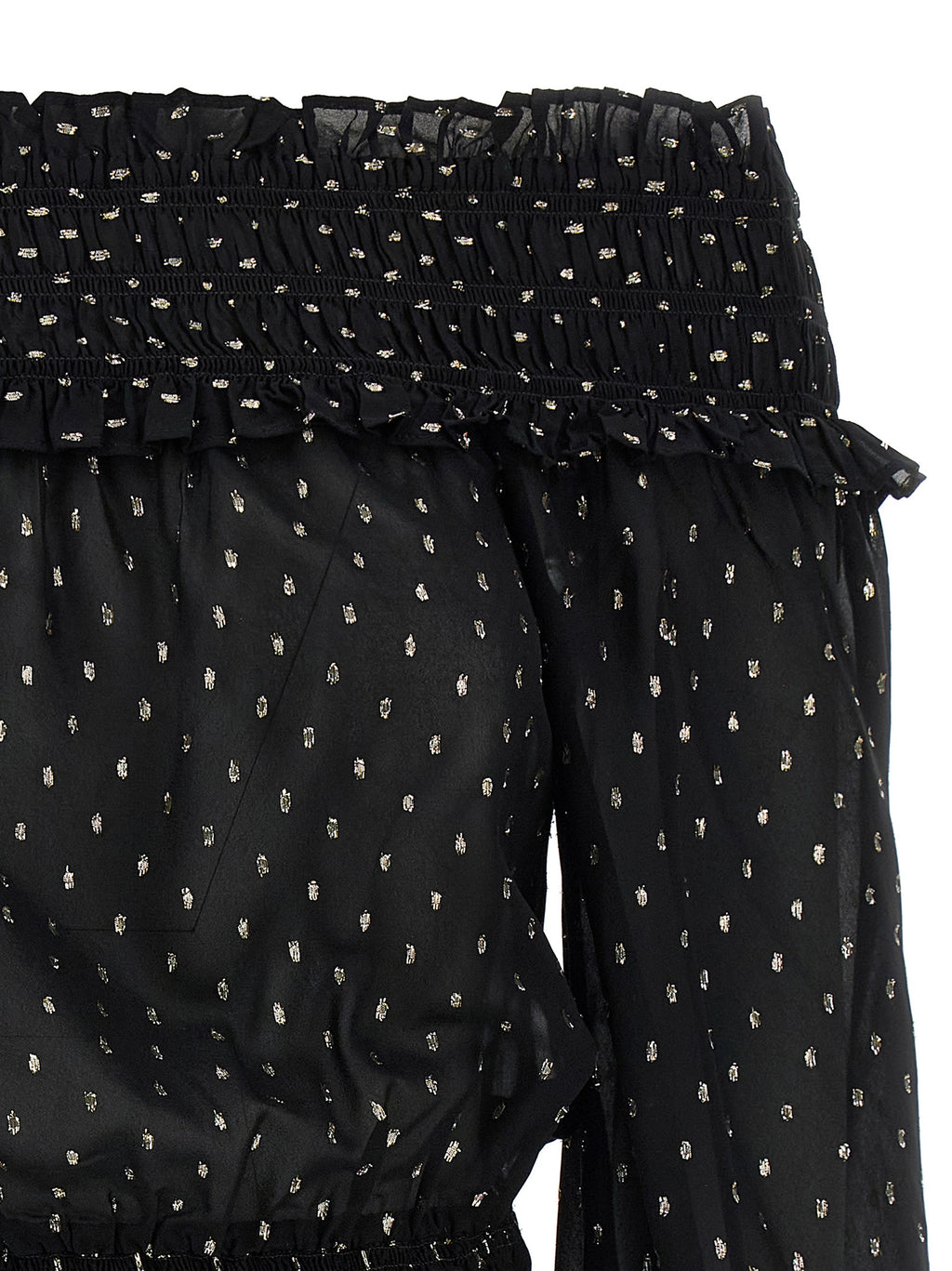 Self-Portrait Black And Gold Chiffon Top