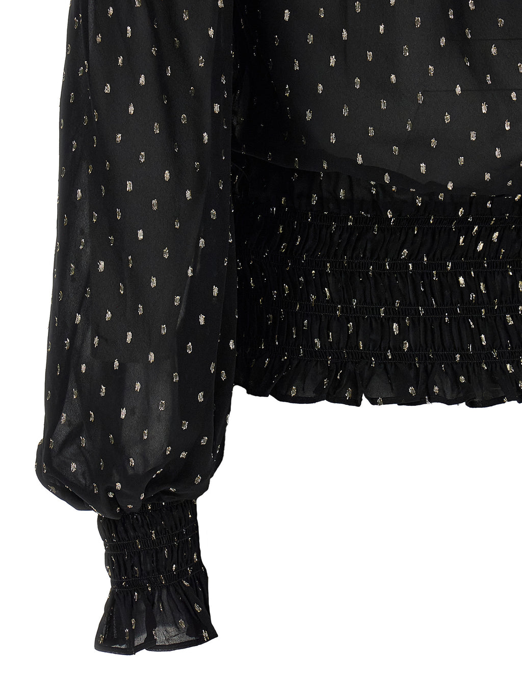 Self-Portrait Black And Gold Chiffon Top