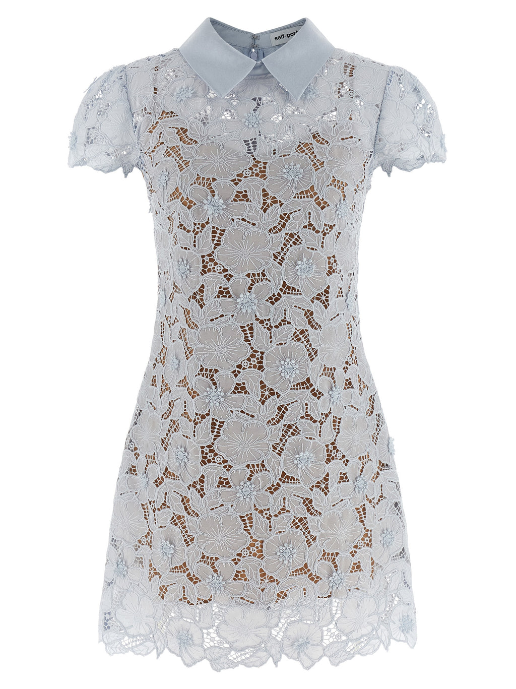 Self-Portrait Blue Guipure Lace Mini Dress