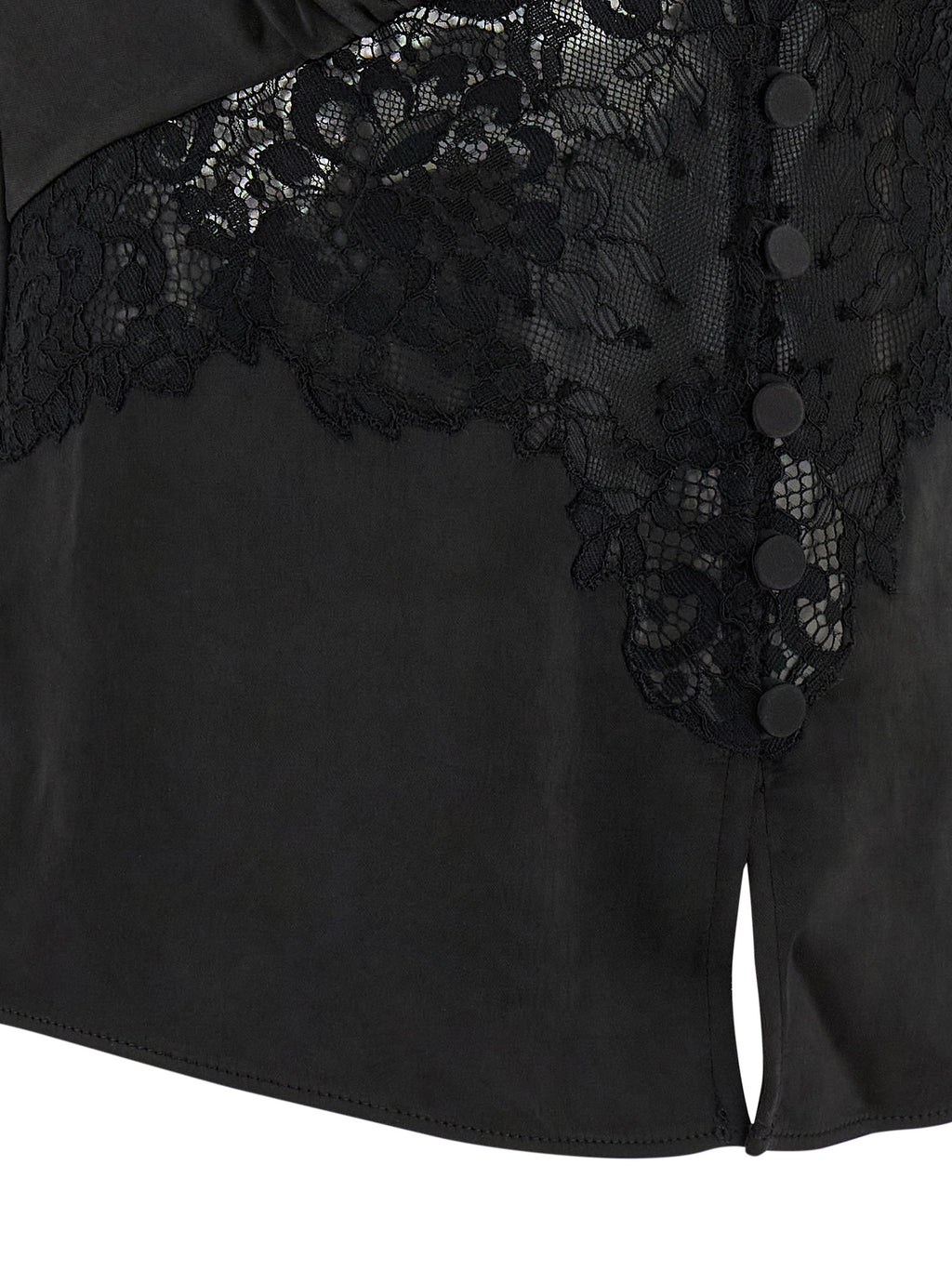 Self-Portrait Black Satin Lace Top