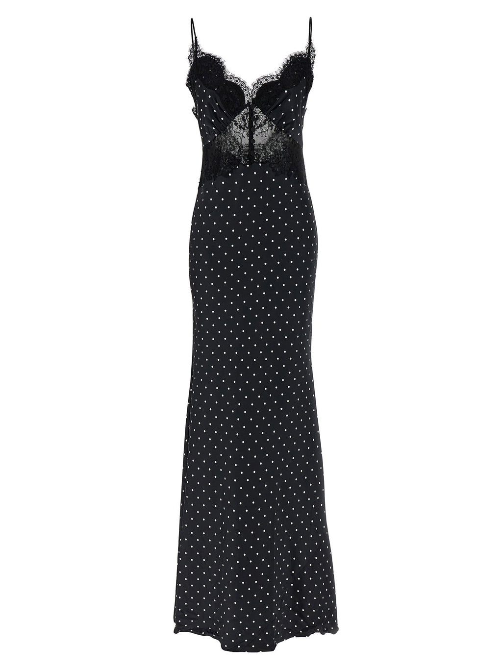 Self-Portrait Polka Dot Satin Lace Maxi Dress