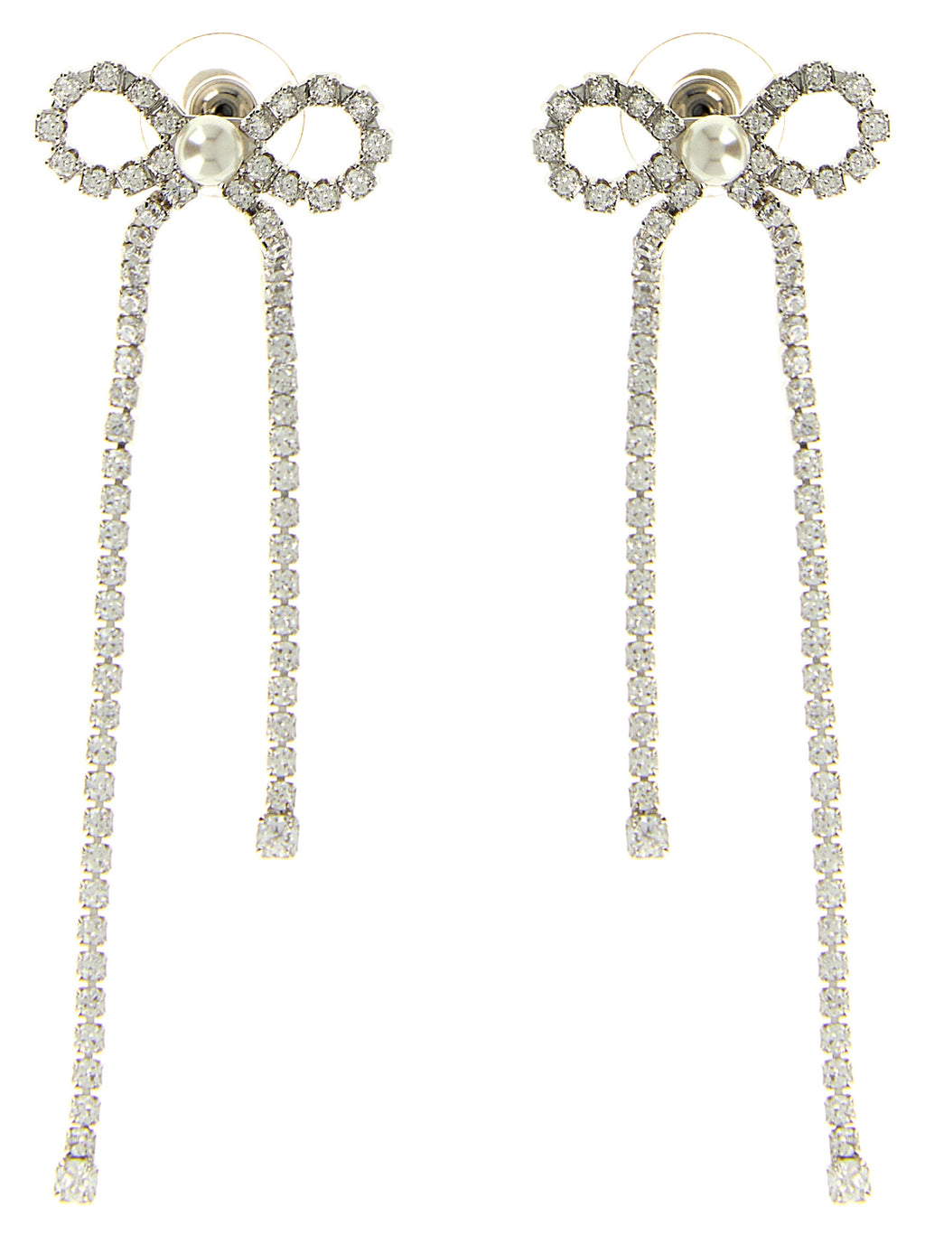 Self-Portrait Crystal Droplet Bow Earrings