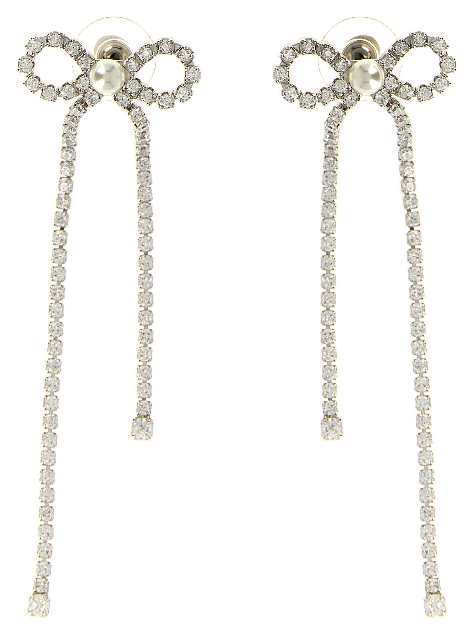 Self-Portrait Crystal Droplet Bow Earrings