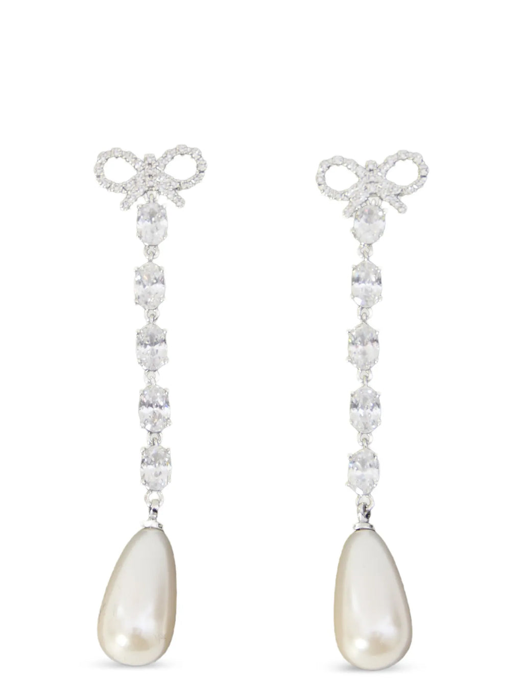 Self-Portrait Bow Pearl Droplet Earrings