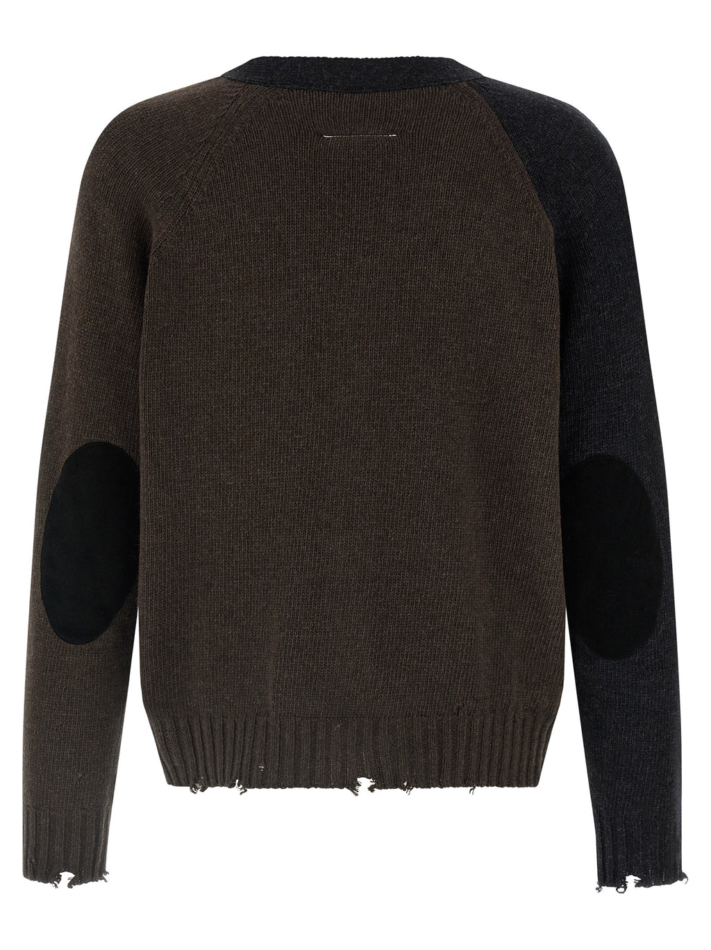 Mm6 Maison Margiela Two-tone Suede Patch Cardigan