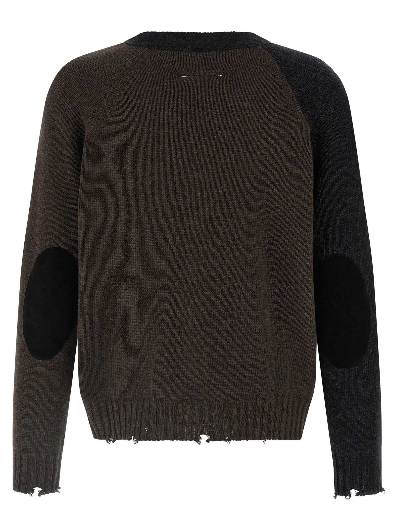 Mm6 Maison Margiela Two-tone Suede Patch Cardigan