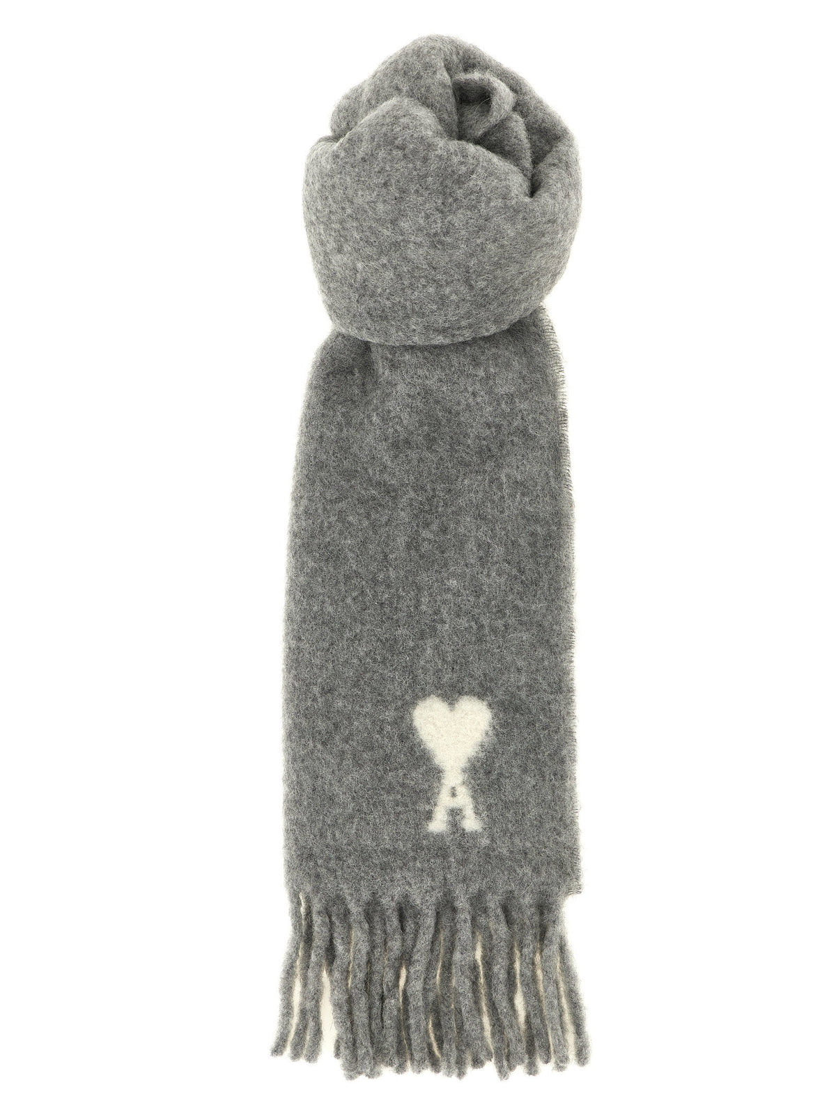 Ami Paris Adc Logo Scarf And Fringes