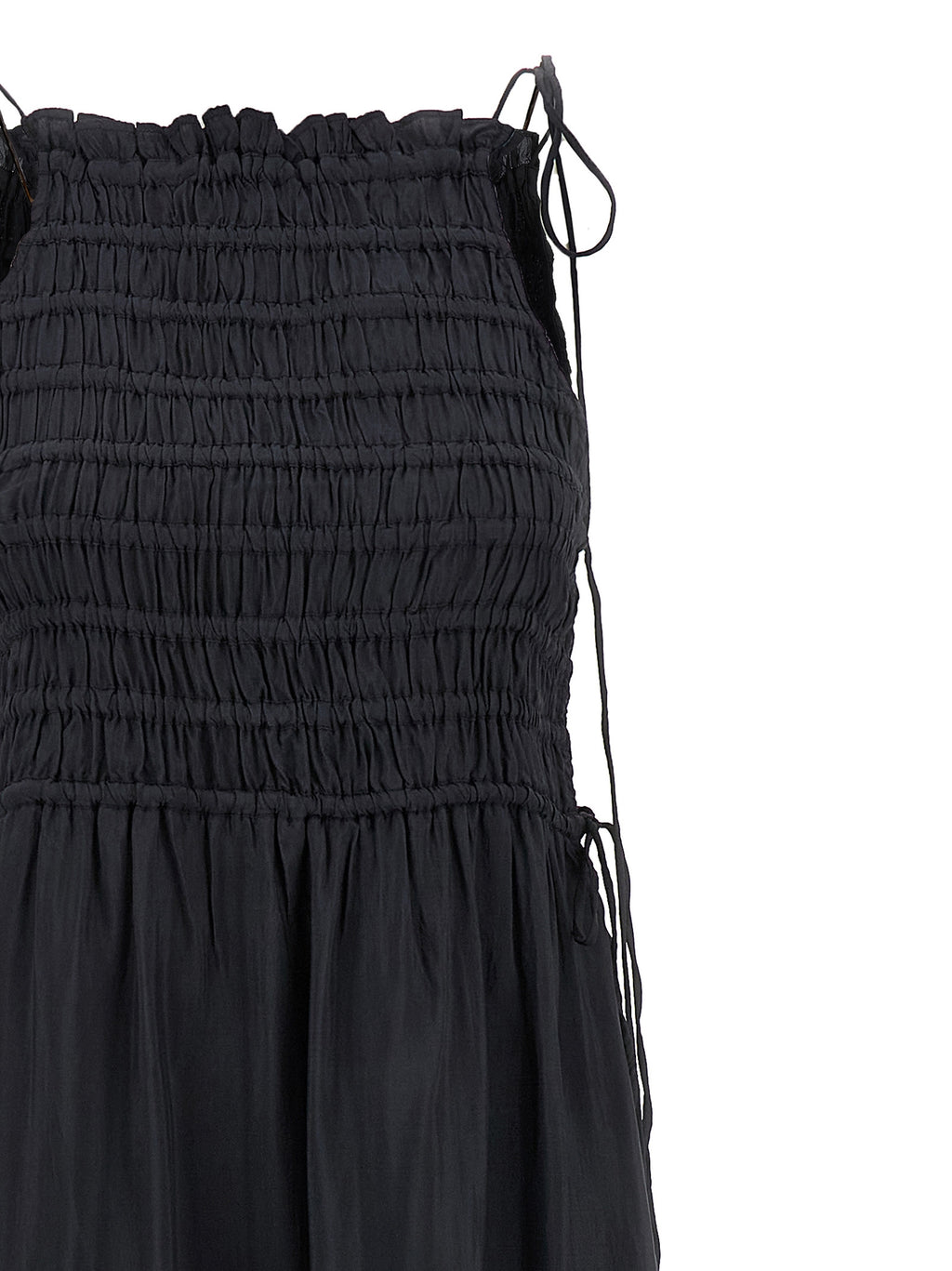 Ganni Black Smock Tie Dress