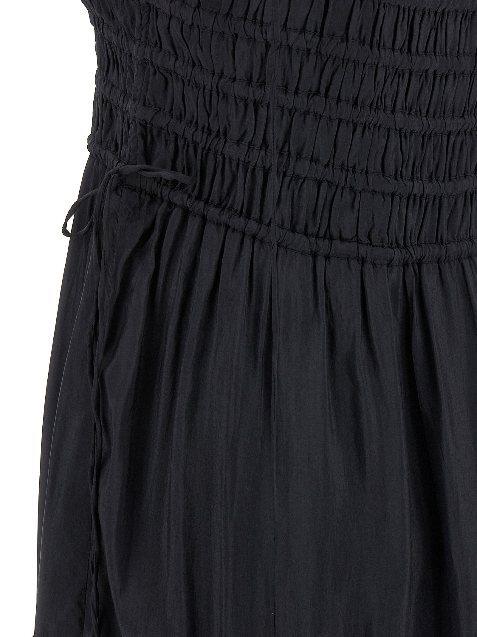 Ganni Black Smock Tie Dress